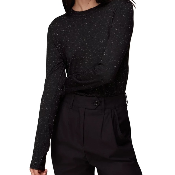 Whistles Annie Sparkle Knit Sweater in Black - Picture 1 of 12